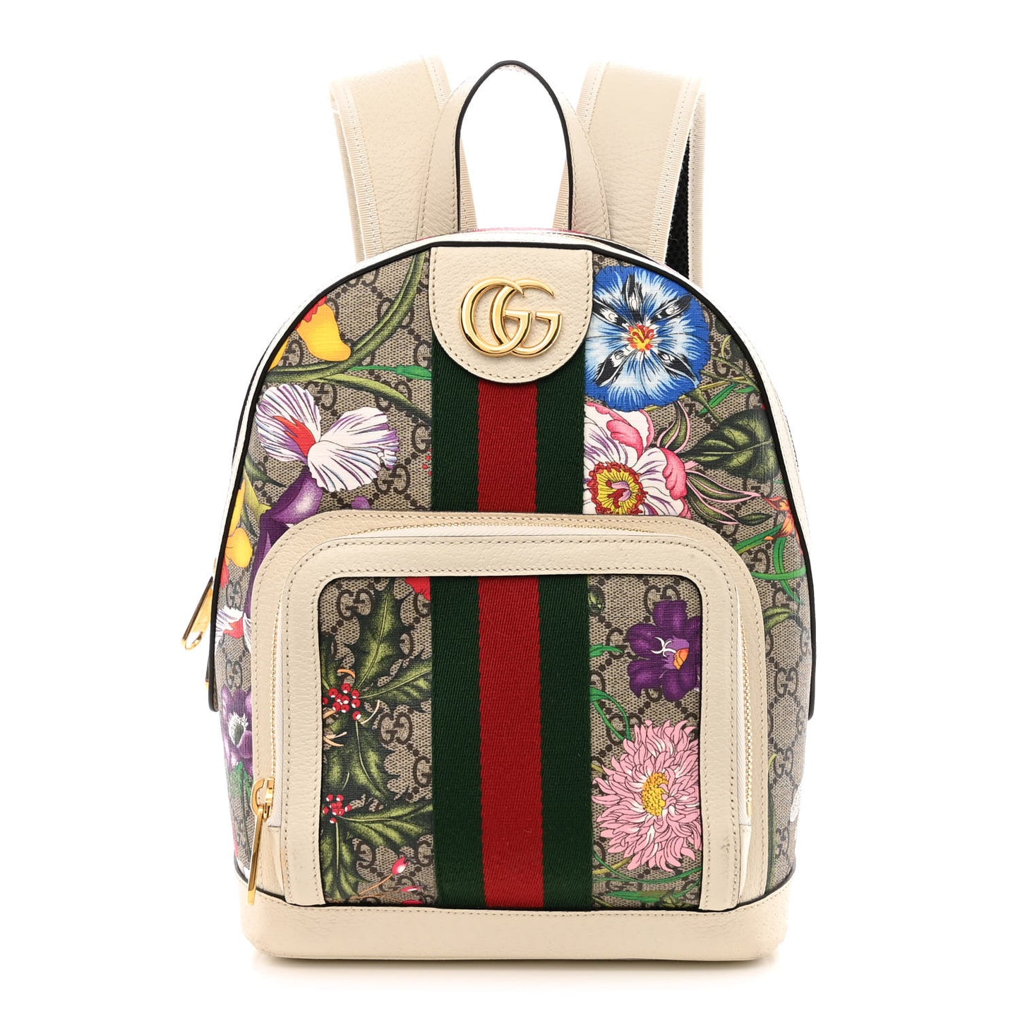 GG Supreme Monogram Flora Web Small Ophidia Day Backpack White