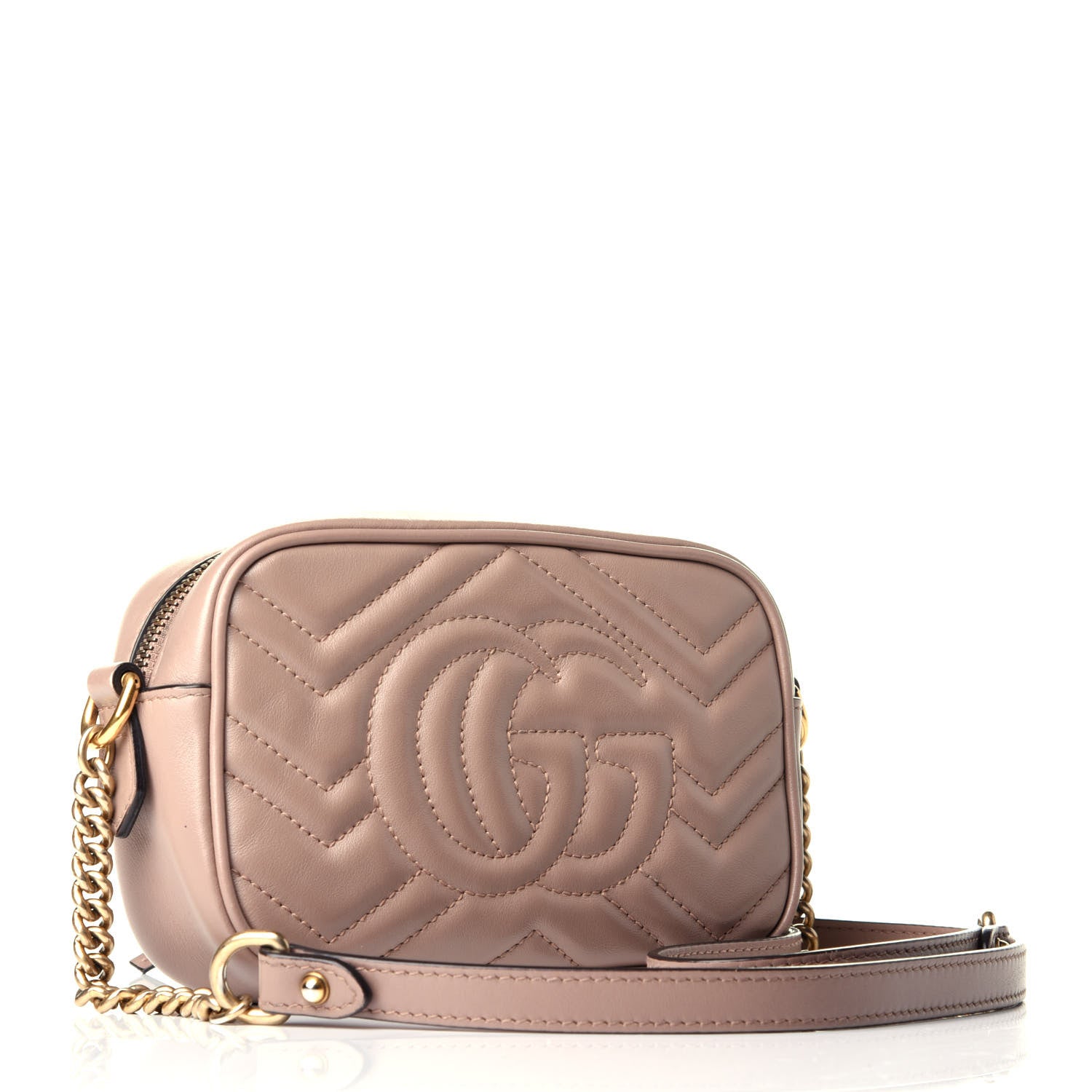 Gucci Calfskin Matelasse Mini GG Marmont Chain Shoulder Bag Porcelain Rose 4 of 17