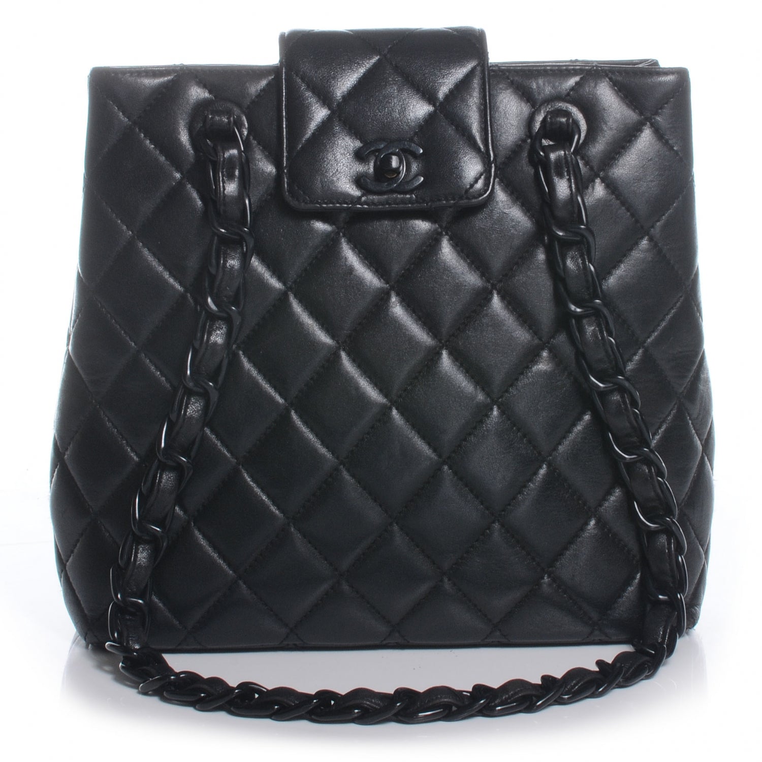 Chanel Lambskin Shoulder Bag w Resin Chain Black 1 of 8