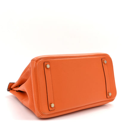 Hermes Taurillon Clemence Birkin 30 Orange 4 of 14