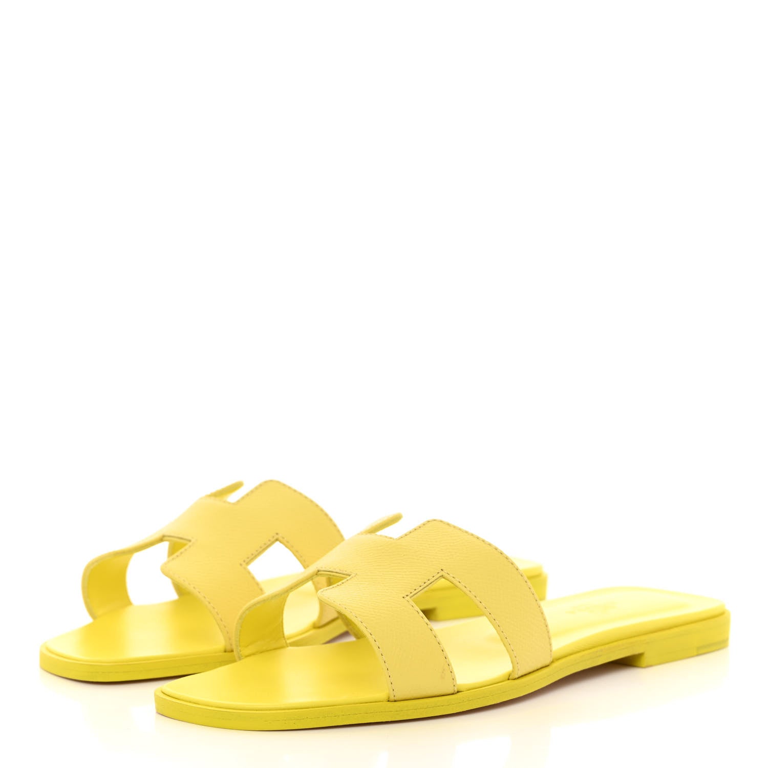 Hermes Epsom Oran Sandals 38 Jaune Pollen 3 of 10