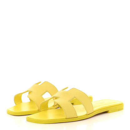 Hermes Epsom Oran Sandals 38 Jaune Pollen 3 of 10