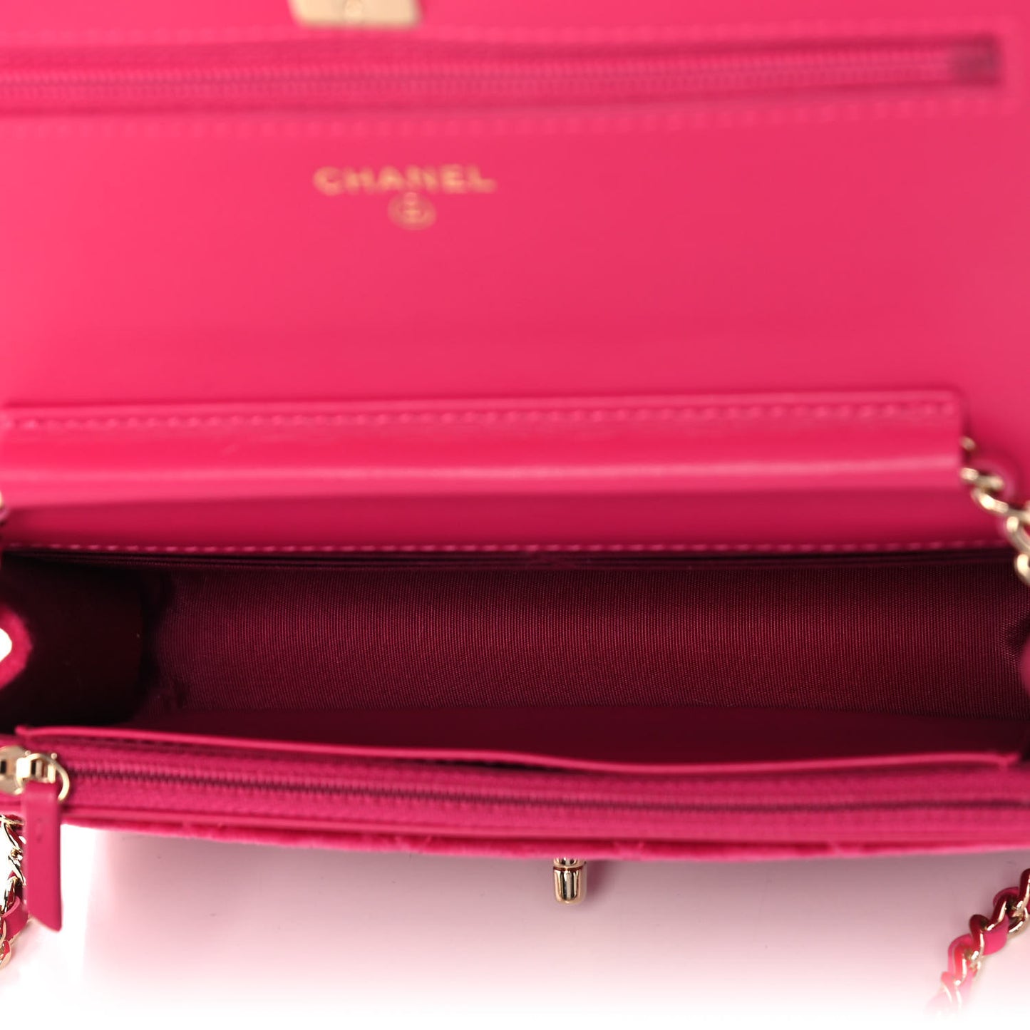 Velvet Quilted Pearl Crush Wallet On Chain WOC Pink