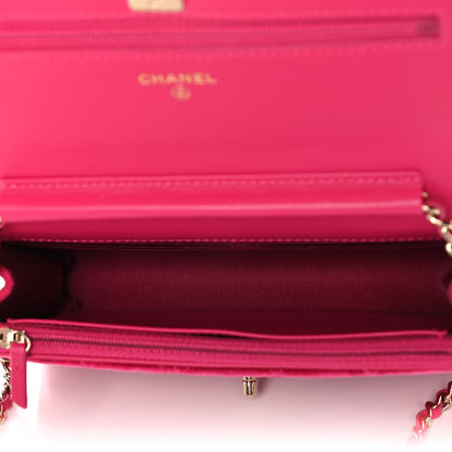 Chanel Velvet Quilted Pearl Crush Wallet On Chain WOC Pink 5 of 11