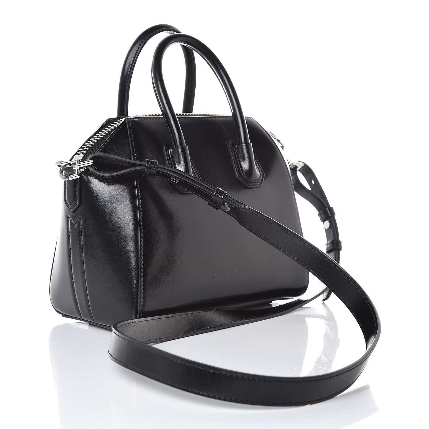Shiny Lord Calfskin Mini Antigona Black
