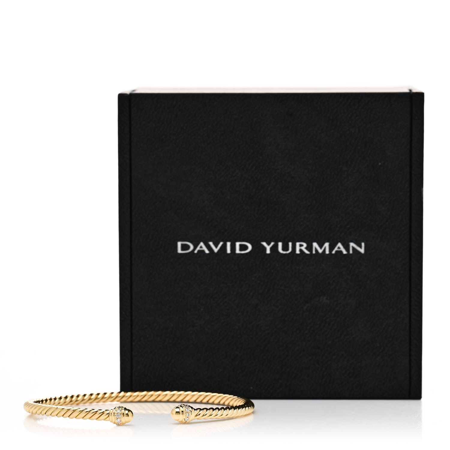 David Yurman 18K Yellow Gold Diamond 3mm Cablespira Bracelet 5 of 5