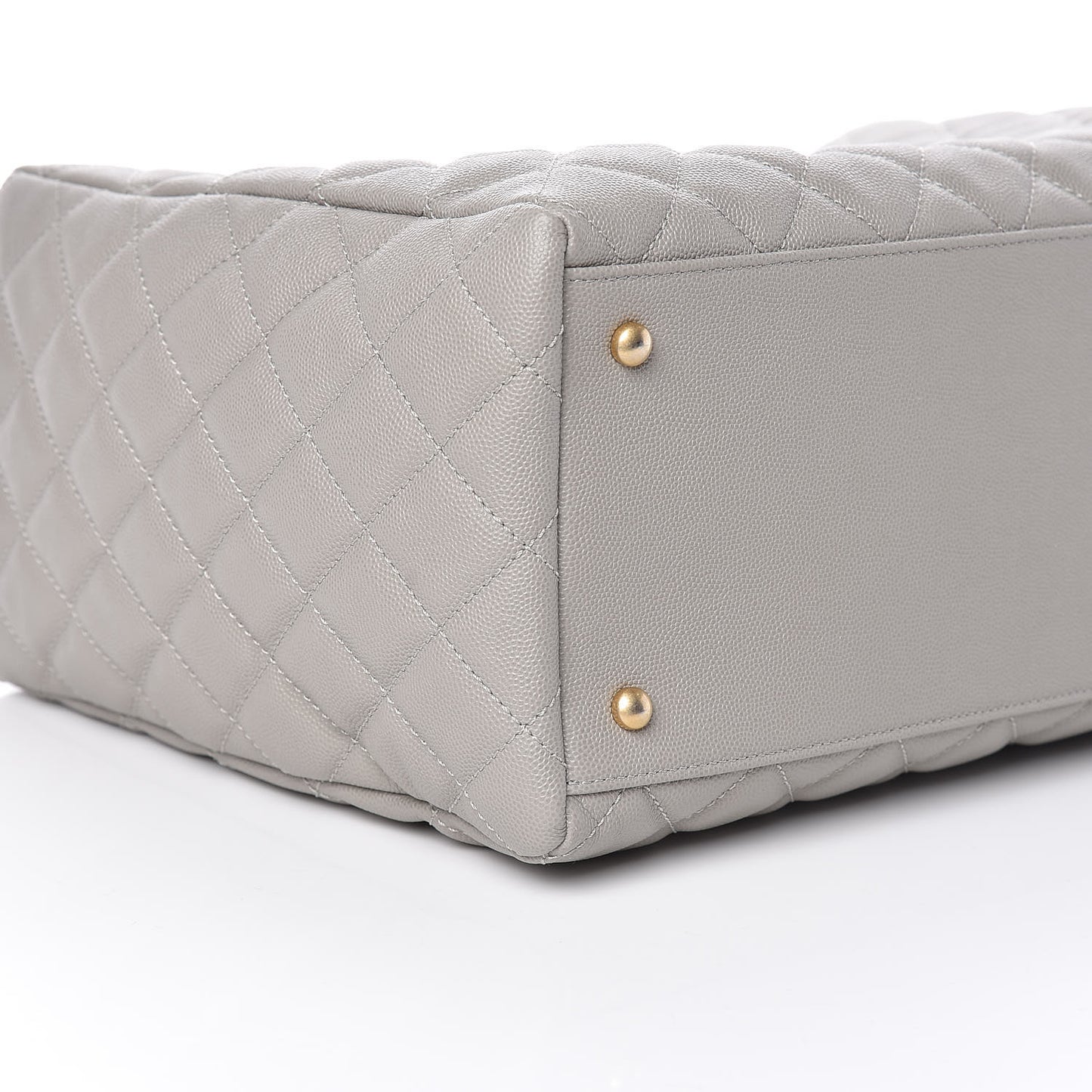 Caviar Quilted Large Coco Handle Shopping Tote Grey