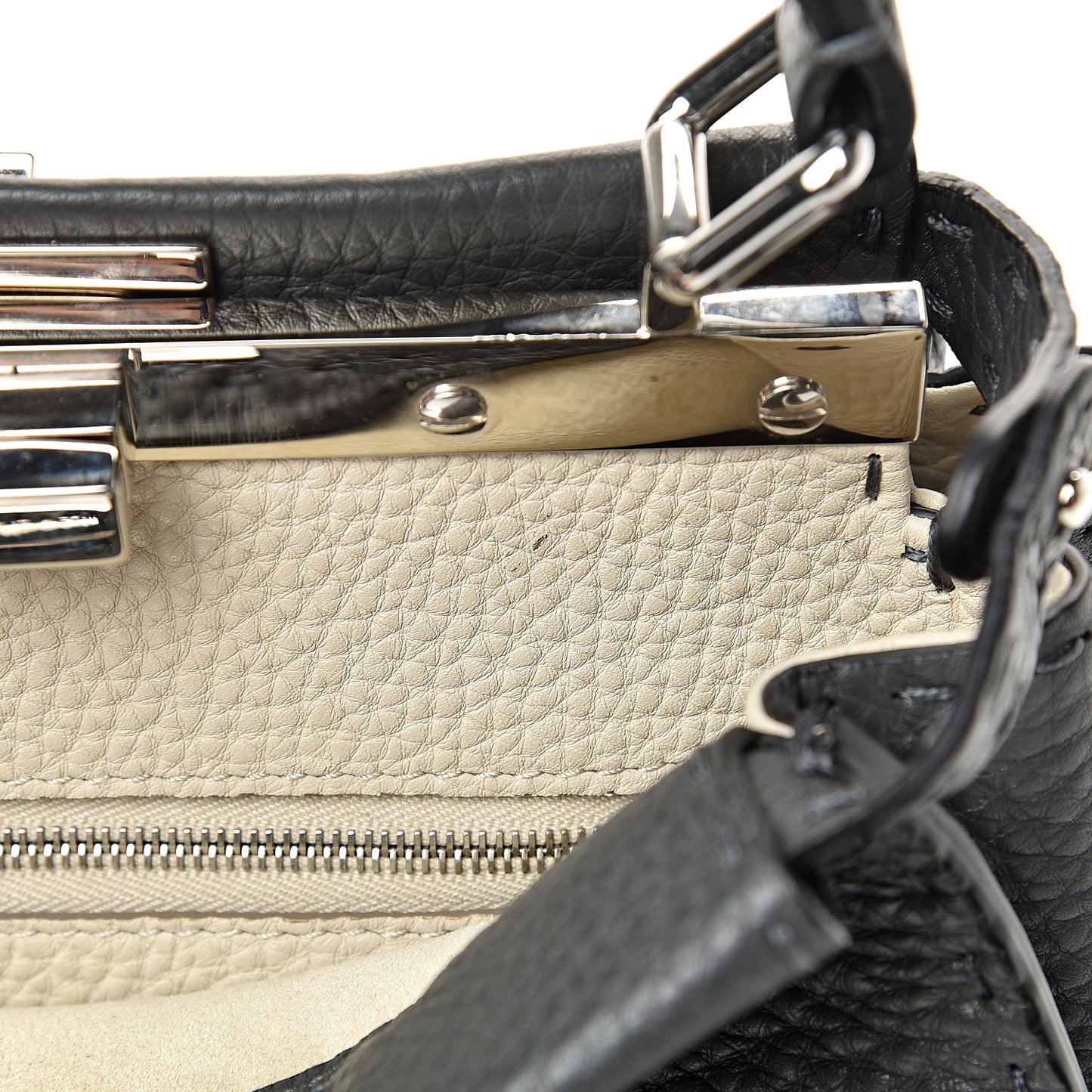 Cuoio Romano Selleria Bi-Color Mini Peekaboo Iconic Satchel Asfalto Latte