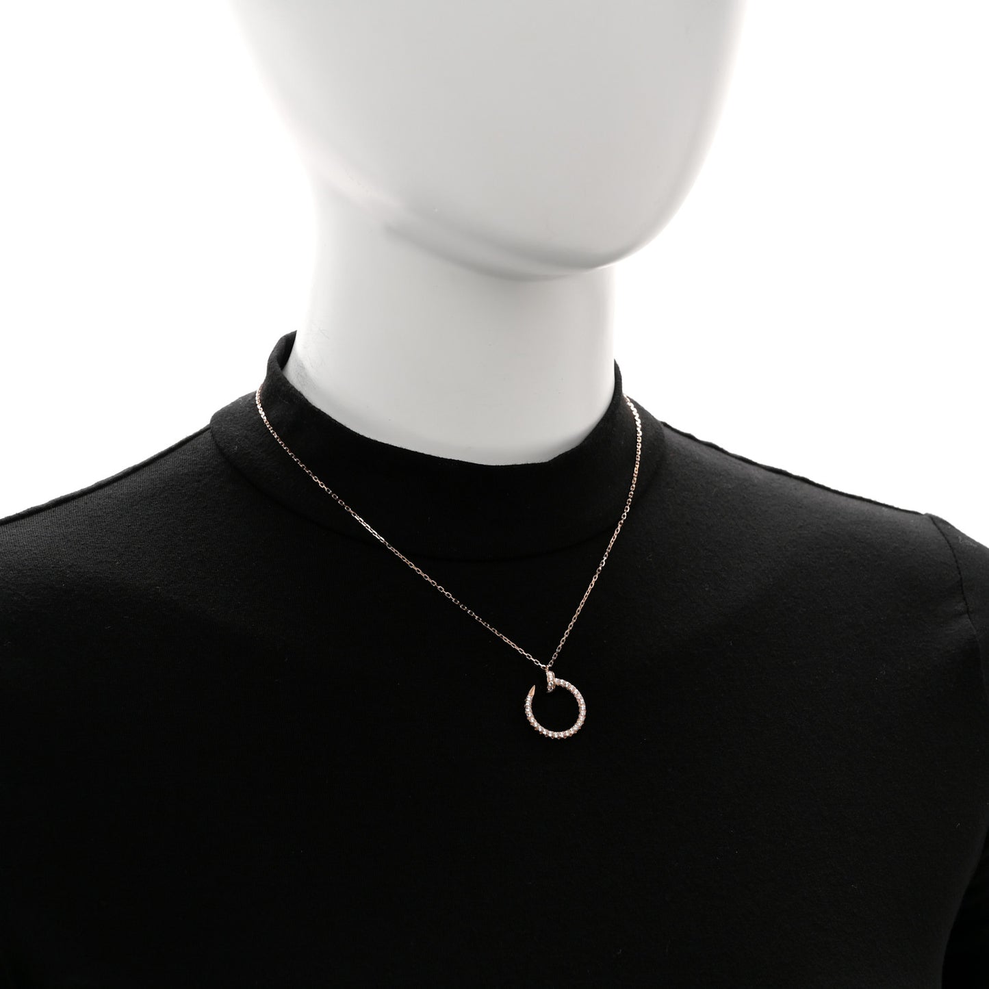 18K Pink Gold Diamond Juste Un Clou Paved Pendant Necklace