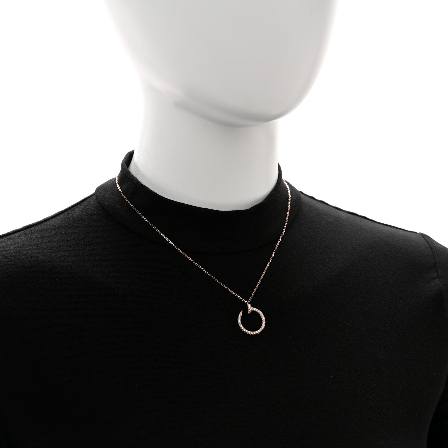 Cartier 18K Pink Gold Diamond Juste Un Clou Paved Pendant Necklace 2 of 6