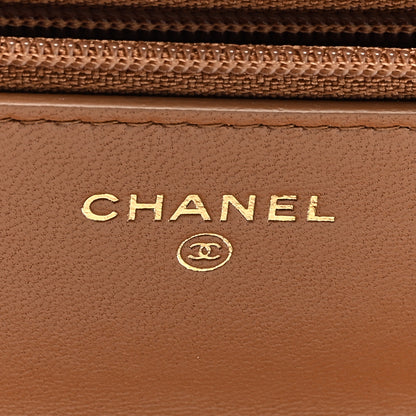 Chanel Lambskin Quilted Chanel 19 Wallet On Chain WOC Brown 6 of 8