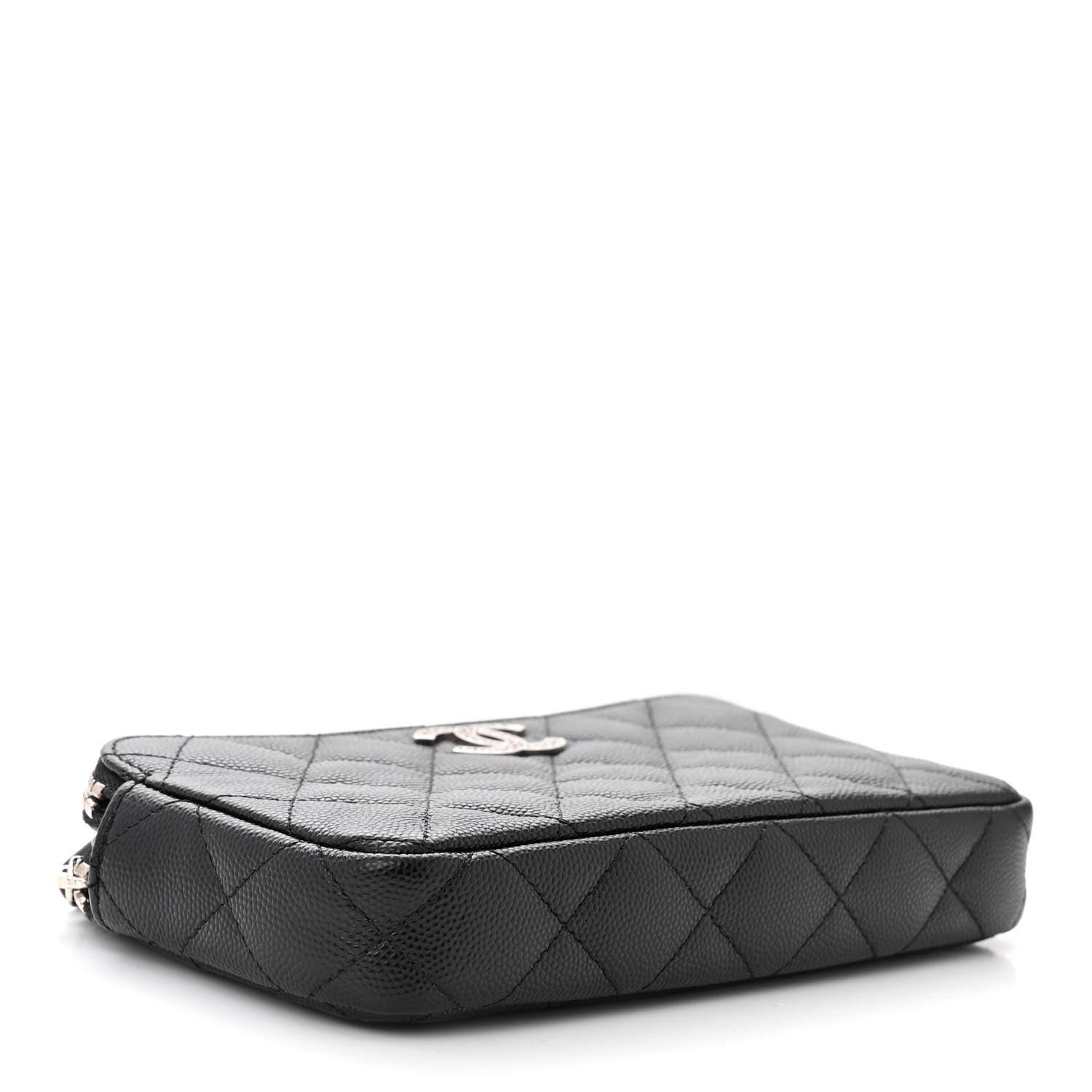 Chanel Caviar Quilted Logo Small Clutch With Chain Black 4 of 13