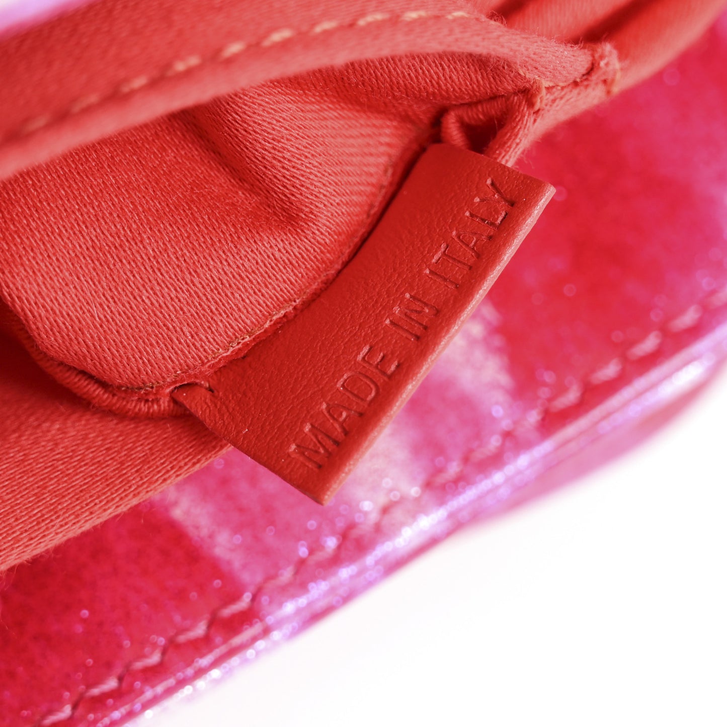 Patent Glittart Studded Loubiposh Chain Shocking Pink