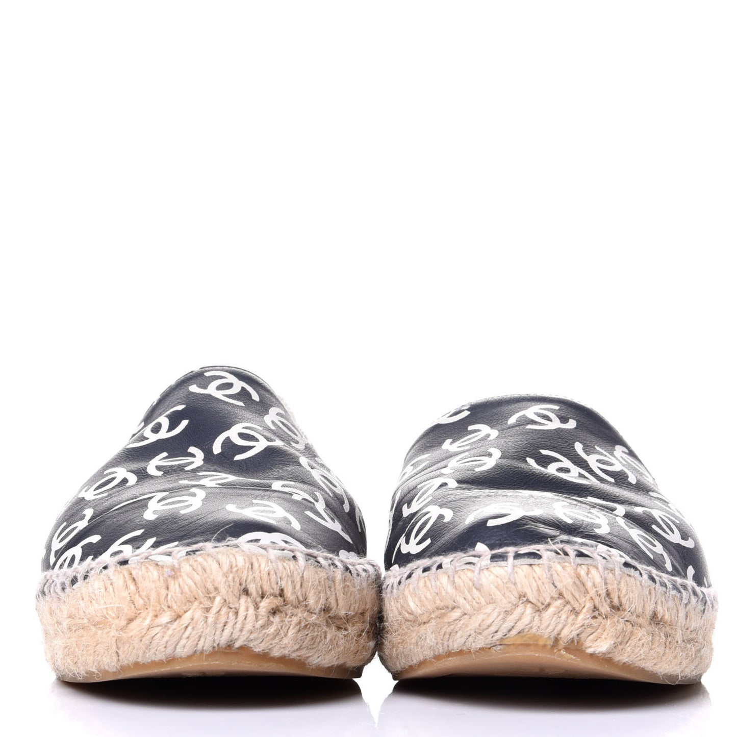 Lambskin Printed CC Espadrilles 39 Black White