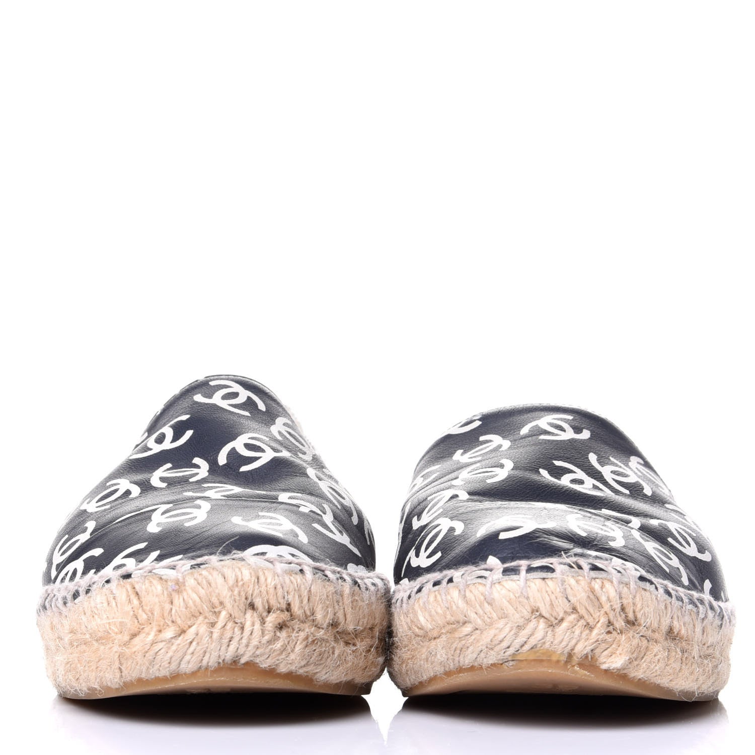Chanel Lambskin Printed CC Espadrilles 39 Black White 2 of 11