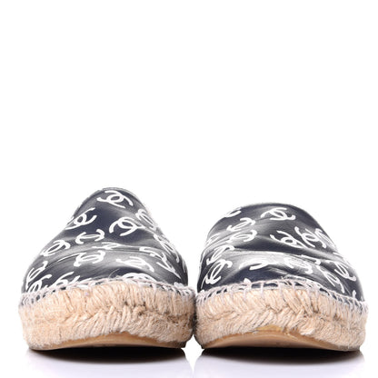 Chanel Lambskin Printed CC Espadrilles 39 Black White 2 of 11