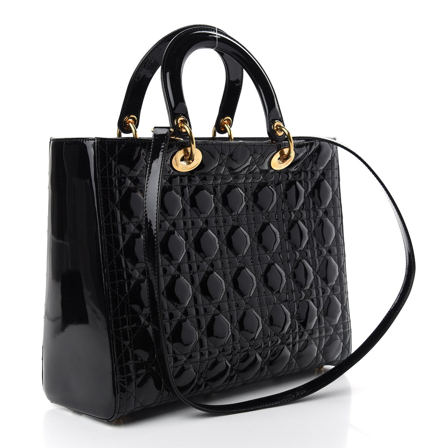 Patent Cannage Large Lady Dior Black