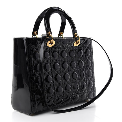 Christian Dior Patent Cannage Large Lady Dior Black 3 of 9