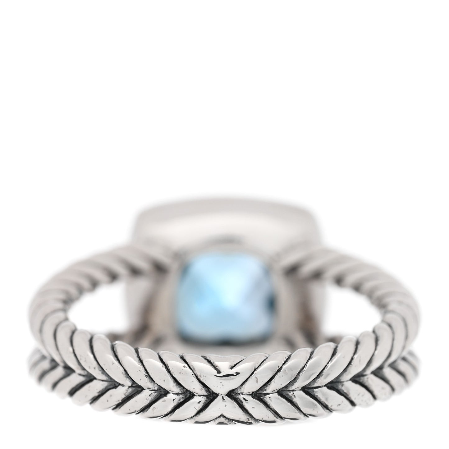 Sterling Silver Diamond Blue Topaz 7mm Petite Albion Ring 52 6