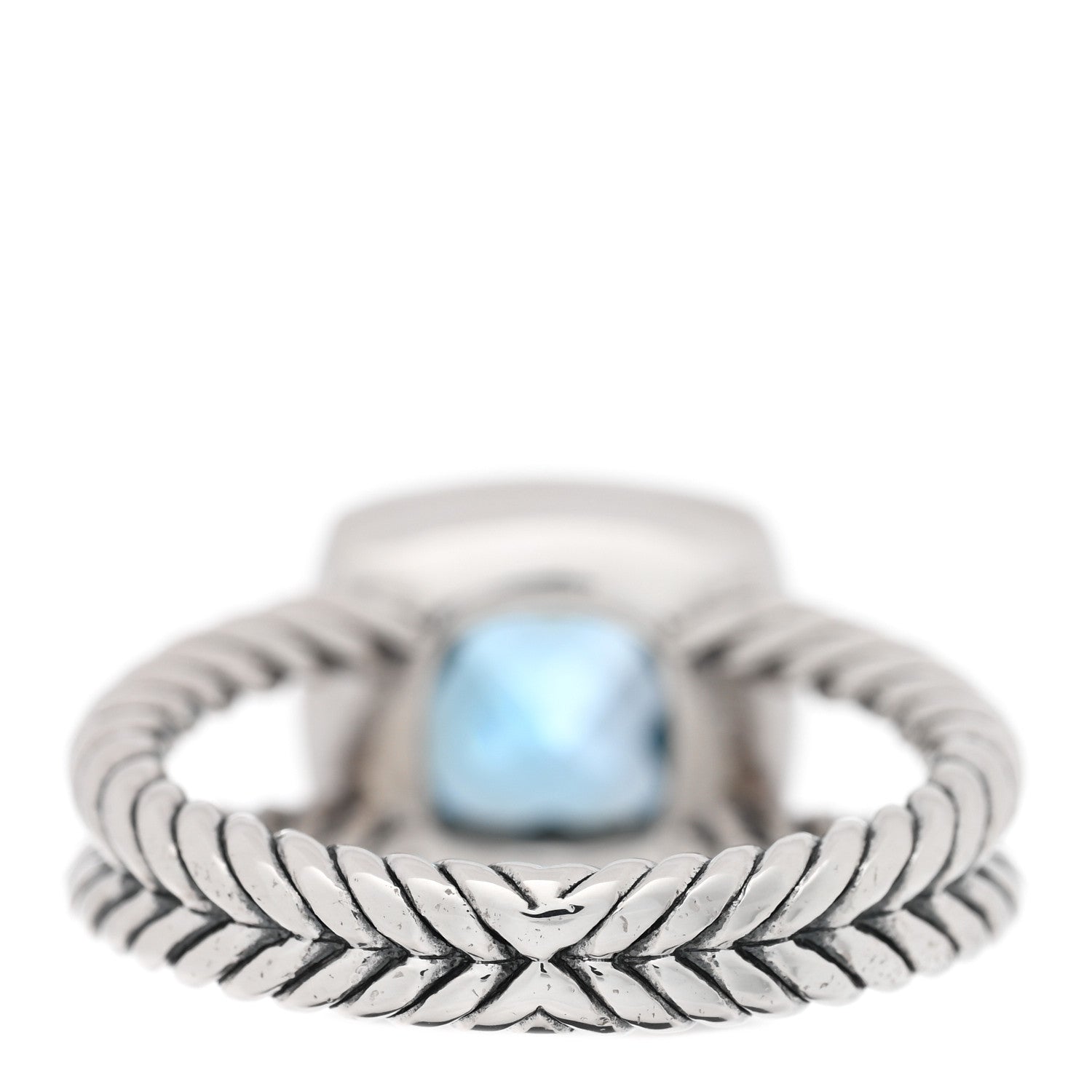 David Yurman Sterling Silver Diamond Blue Topaz 7mm Petite Albion Ring 52 6 3 of 5