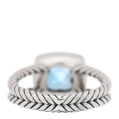 David Yurman Sterling Silver Diamond Blue Topaz 7mm Petite Albion Ring 52 6 3 of 5