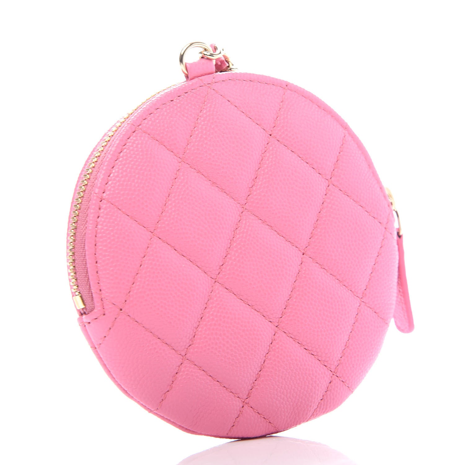Chanel Caviar Quilted Round Clip On Coin Purse Pink 3 of 8