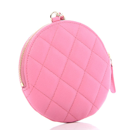 Chanel Caviar Quilted Round Clip On Coin Purse Pink 3 of 8
