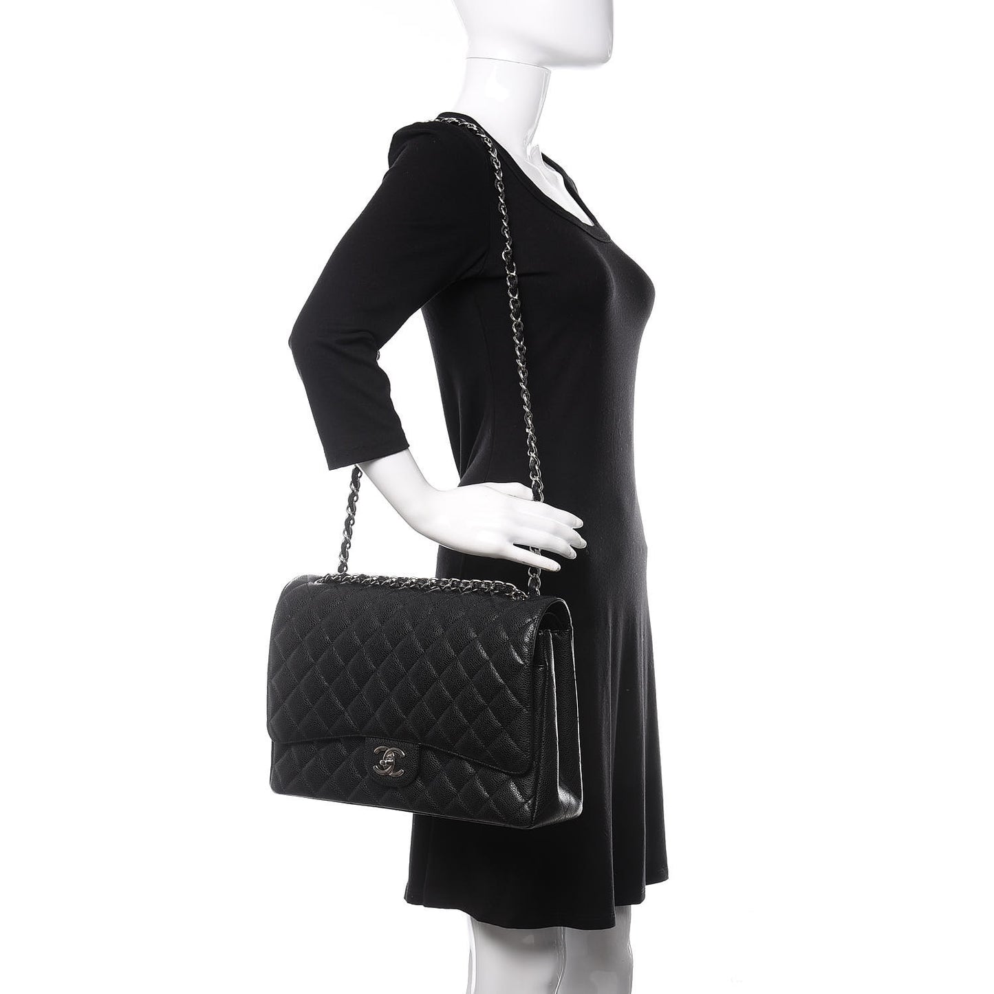 Caviar Quilted Maxi Double Flap Black