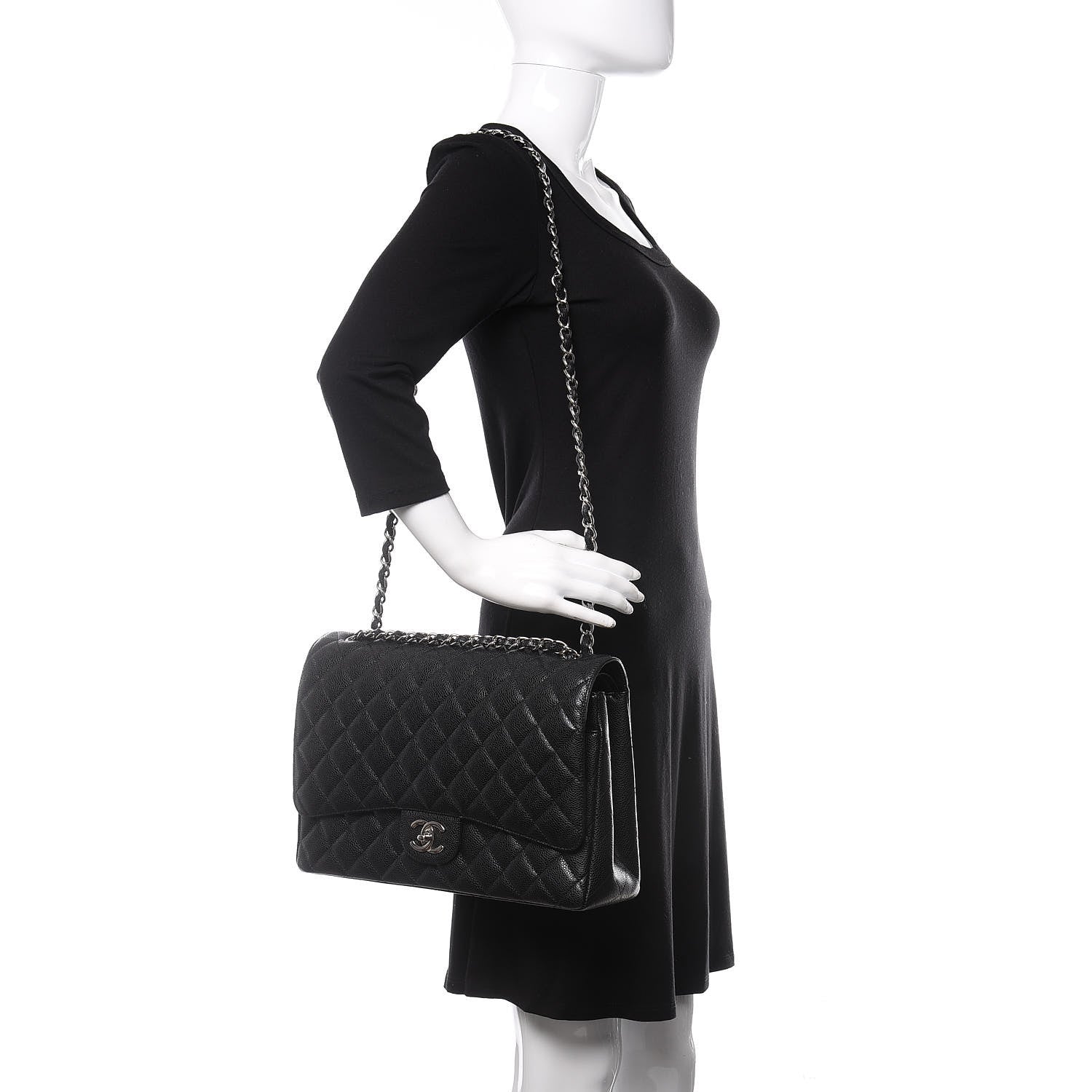 Chanel Caviar Quilted Maxi Double Flap Black 2 of 11
