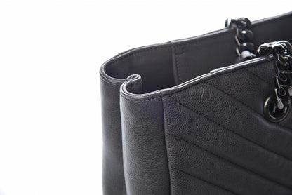 Saint Laurent Sheepskin Matelasse Chevron Large Monogram Shopping Bag Light Coal 11 of 22