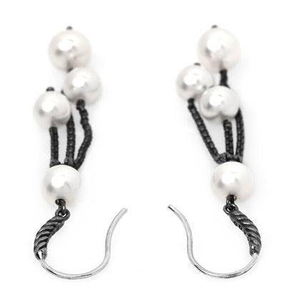 David Yurman Darkened Sterling Silver Pearl Drop Earrings 3 of 4