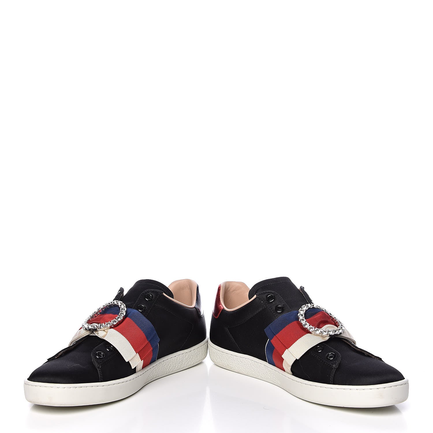 Gucci Canvas Crystal Sylvie Web Womens Ace Sneakers 38 Black 16 of 17