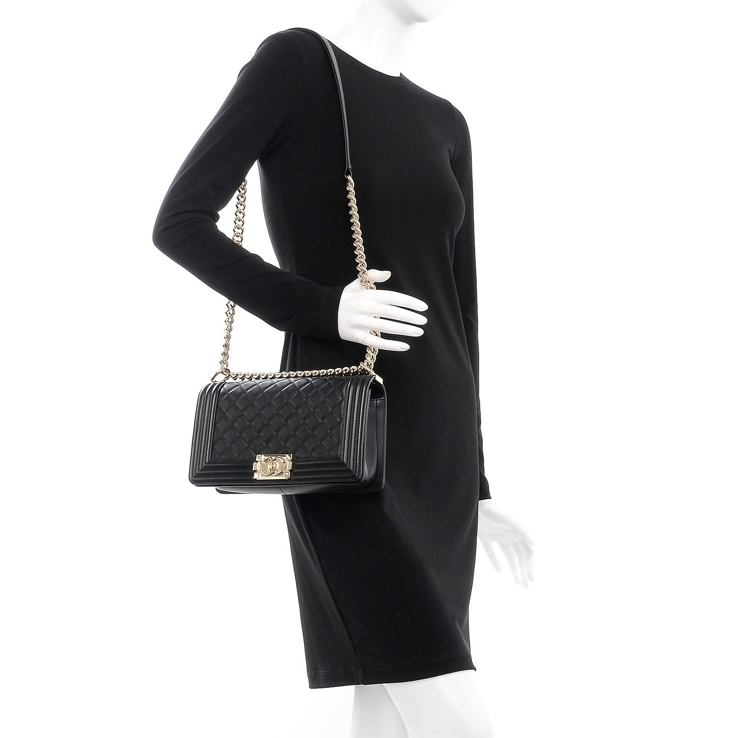Chanel Calfskin Quilted Medium Boy Flap Black 2 of 8
