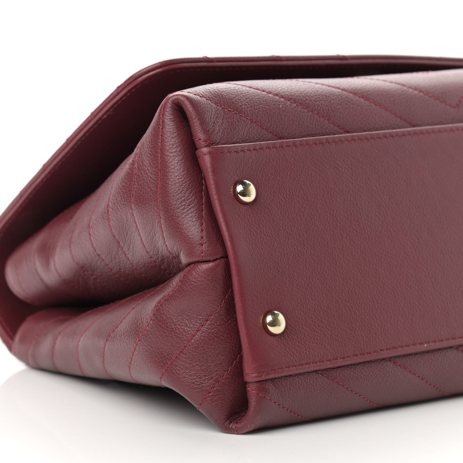 Chanel Grained Calfskin Stitched Chevron Medium Chic Top Handle Flap Red 9 of 17