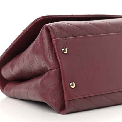 Chanel Grained Calfskin Stitched Chevron Medium Chic Top Handle Flap Red 9 of 17