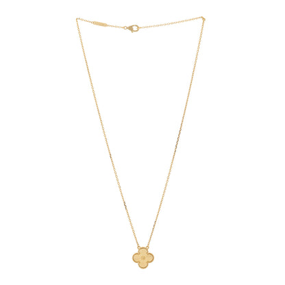 Van Cleef & Arpels 18K Yellow Gold Guilloche Vintage Alhambra Pendant Necklace 3 of 6