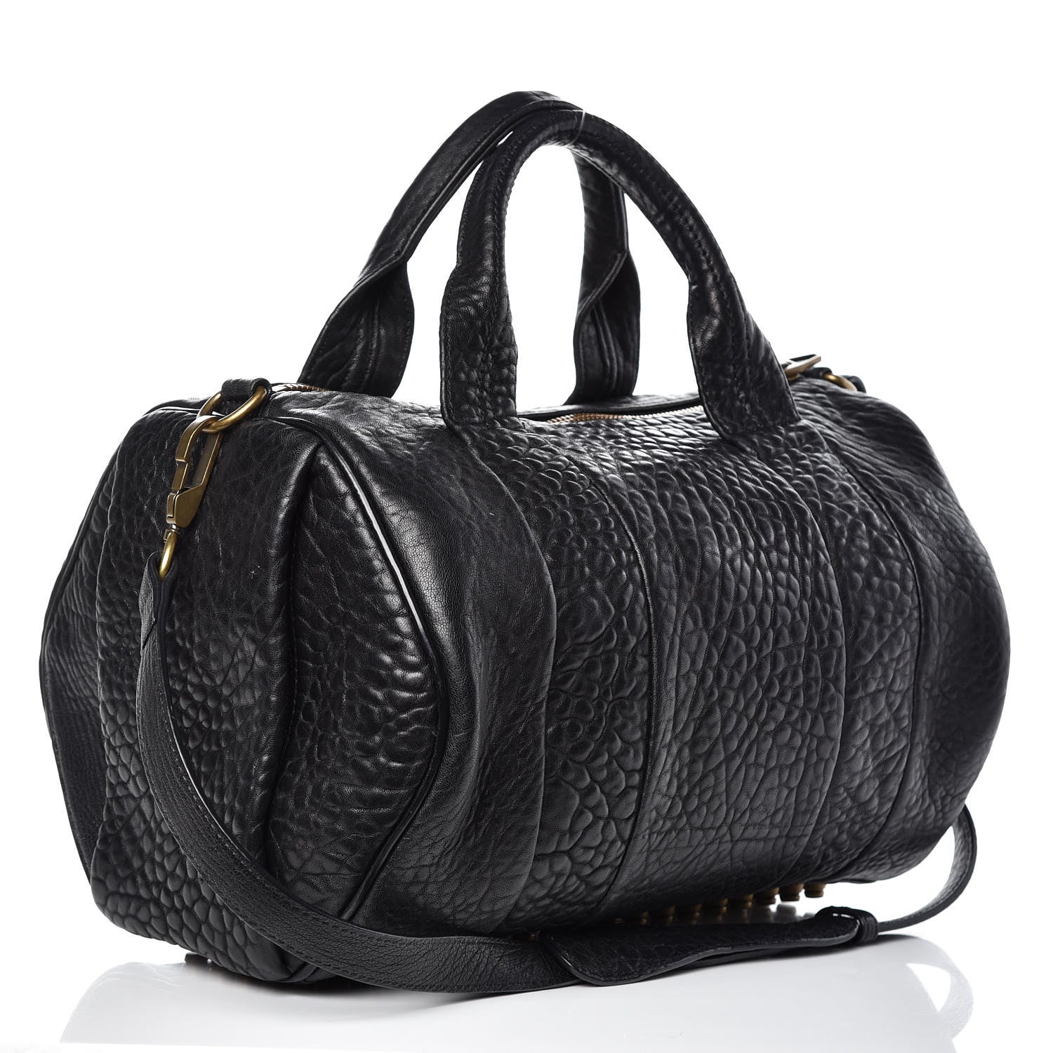 Alexander Wang Pebbled Lambskin Rocco Black Antique Brass Hardware 3 of 11