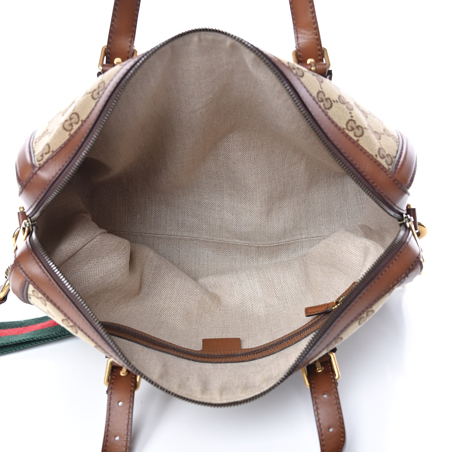 Gucci Monogram Medium Lady Web Boston Bag Beige Cuir 5 of 16