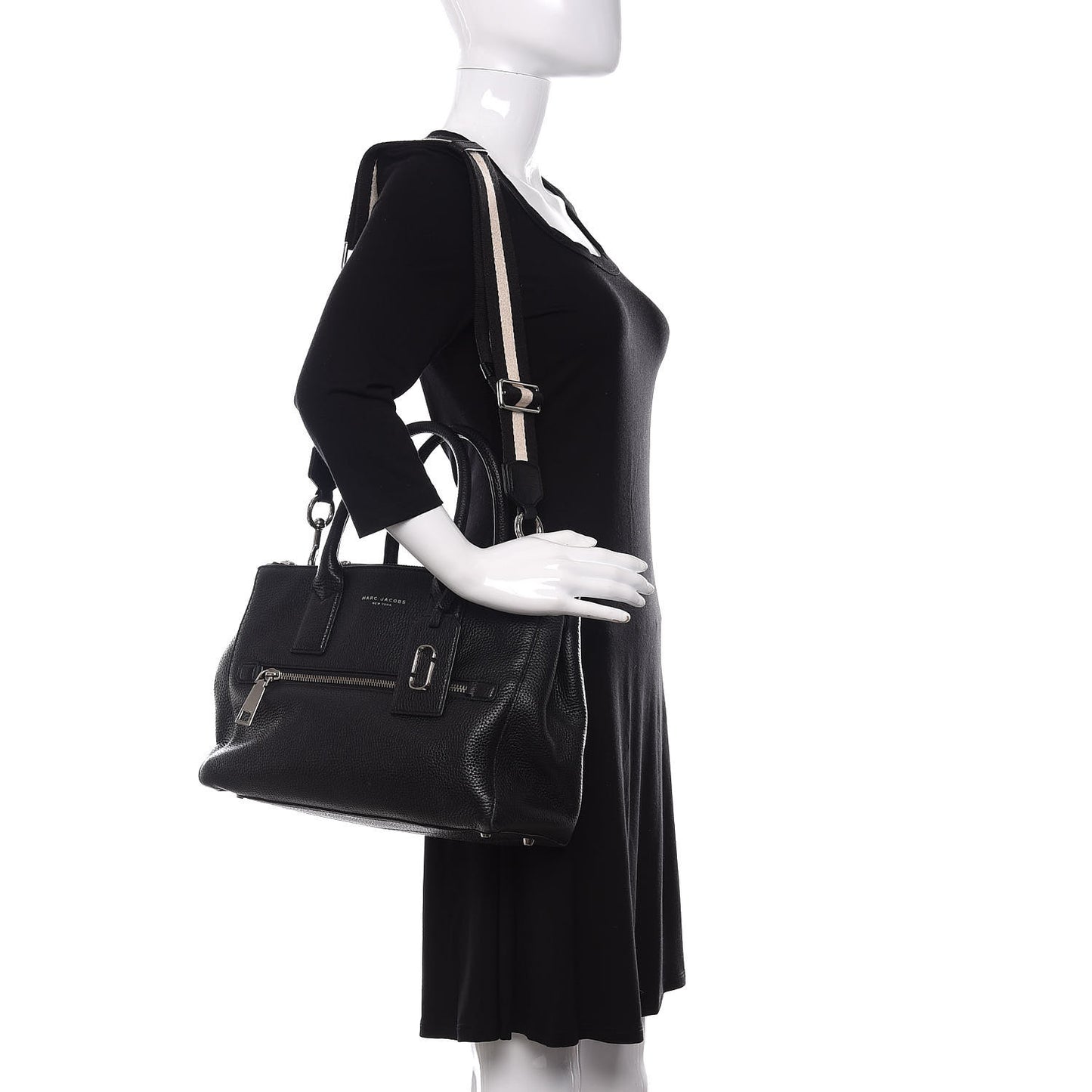 Textured Calfskin Medium Incognito Satchel Black