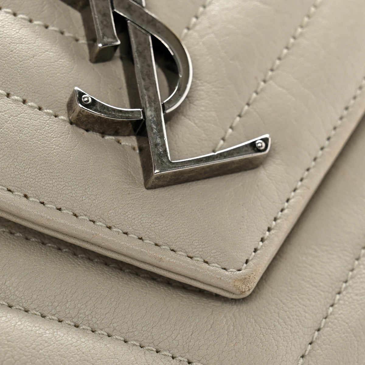 Saint Laurent Sheepskin Matelasse Large Monogram College Satchel Light Grey 16 of 16