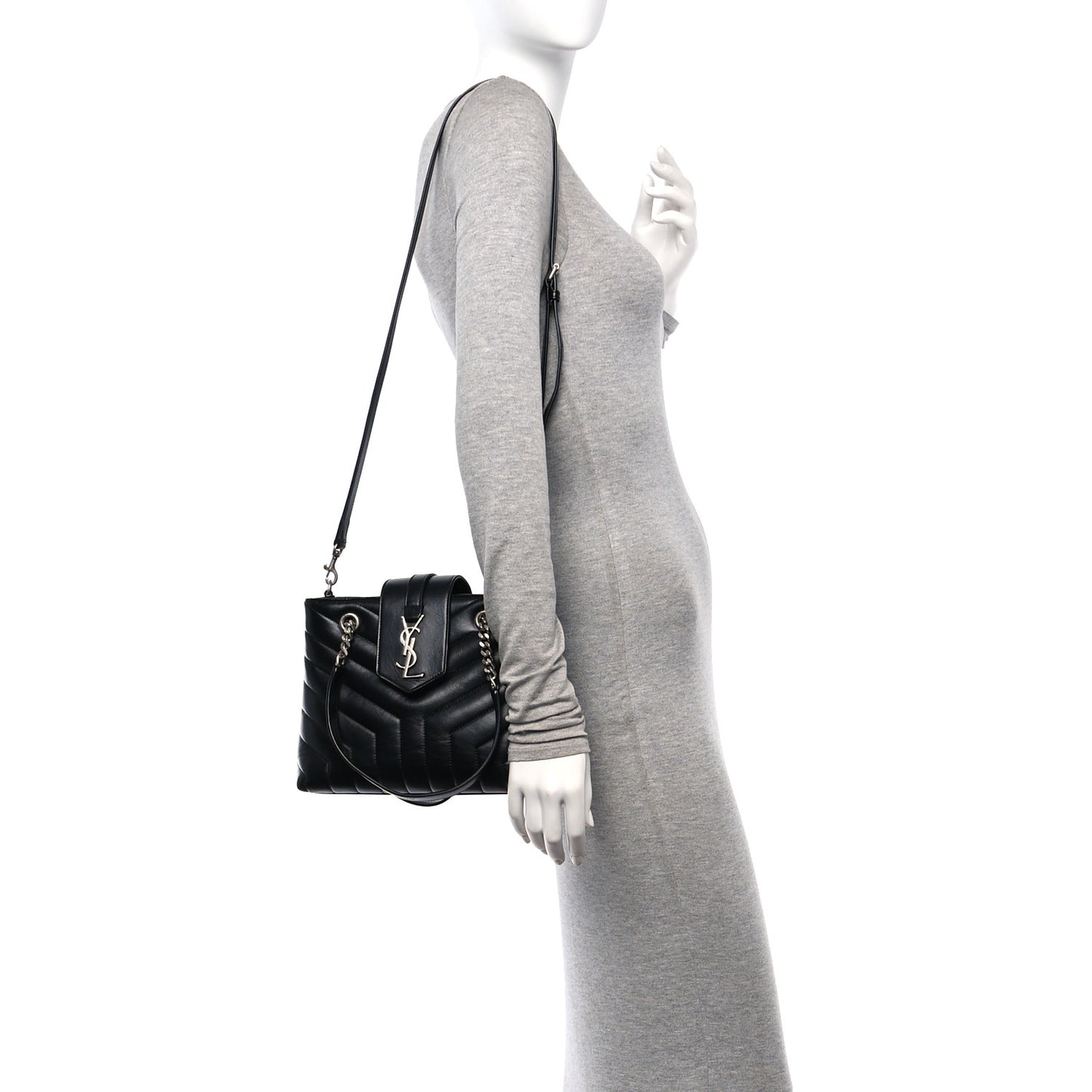 Grained Lambskin Drew Shoulder Bag Motty Grey