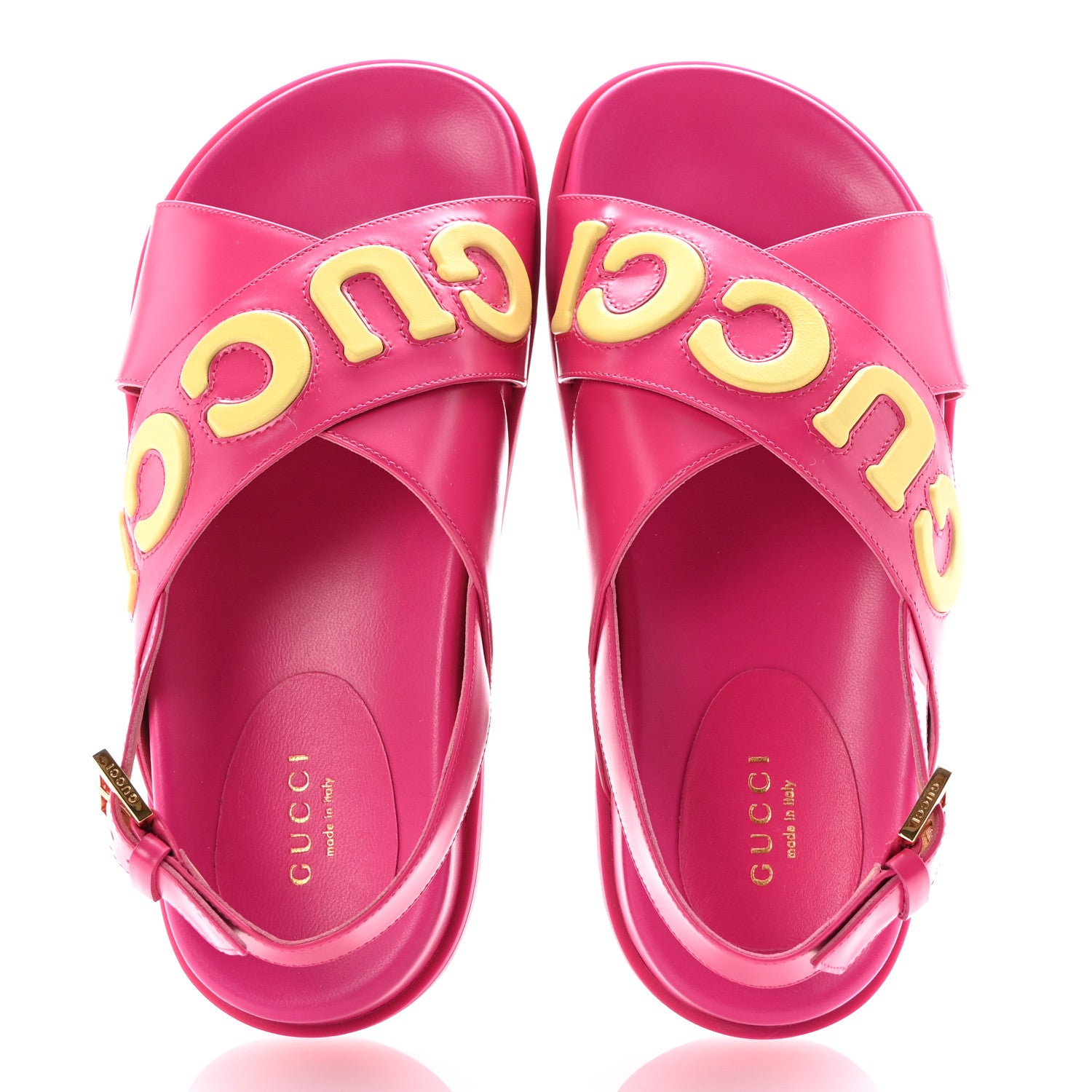 Gucci Calfskin Elizabeth Nappa Charlotte Logo Slingback Sandals 36 Fancy Fuchsia 2 of 9