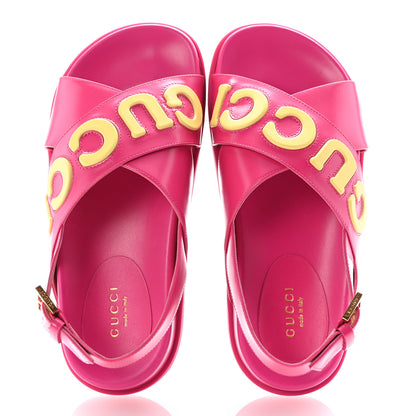 Gucci Calfskin Elizabeth Nappa Charlotte Logo Slingback Sandals 36 Fancy Fuchsia 2 of 9