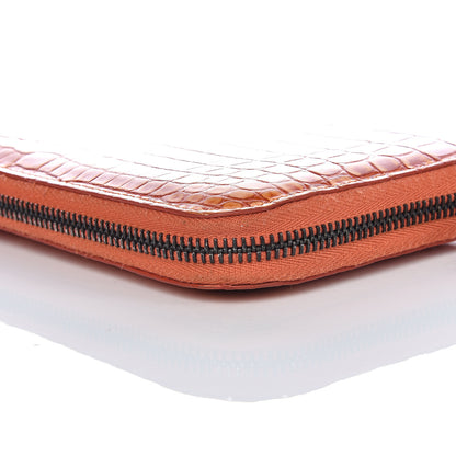 Bottega Veneta Shiny Crocodile Zip Around Wallet Orange 16 of 20