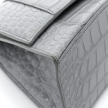 Balenciaga Shiny Calfskin Crocodile Embossed Small Hourglass Top Handle Bag Balenciaga Grey 14 of 17