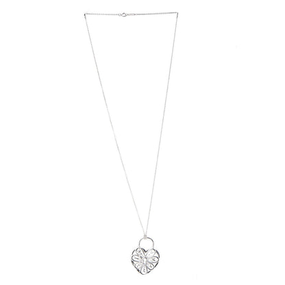 Tiffany Sterling Silver Filigree Heart Key Pendant Necklace 3 of 8
