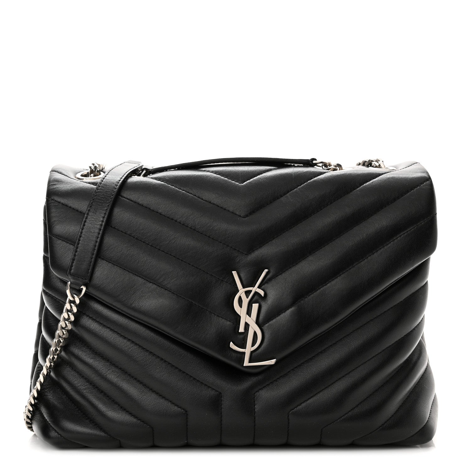 Saint Laurent Calfskin Y Quilted Monogram Medium Loulou Chain Satchel Black 1 of 11