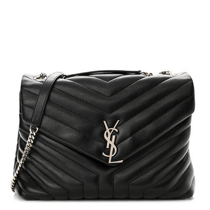 Saint Laurent Calfskin Y Quilted Monogram Medium Loulou Chain Satchel Black 1 of 11