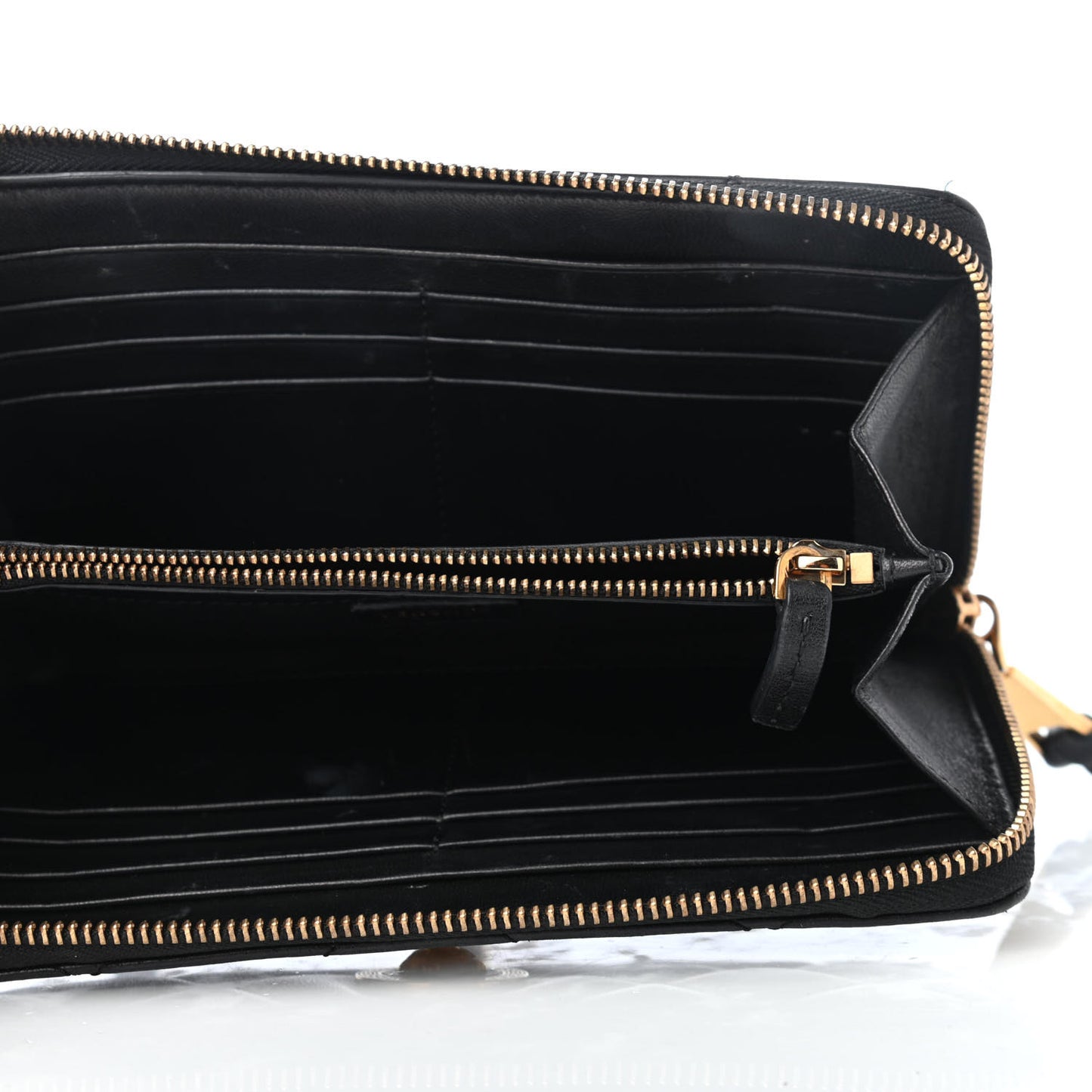 Nappa Quilted Icon Zip Around Wallet Black