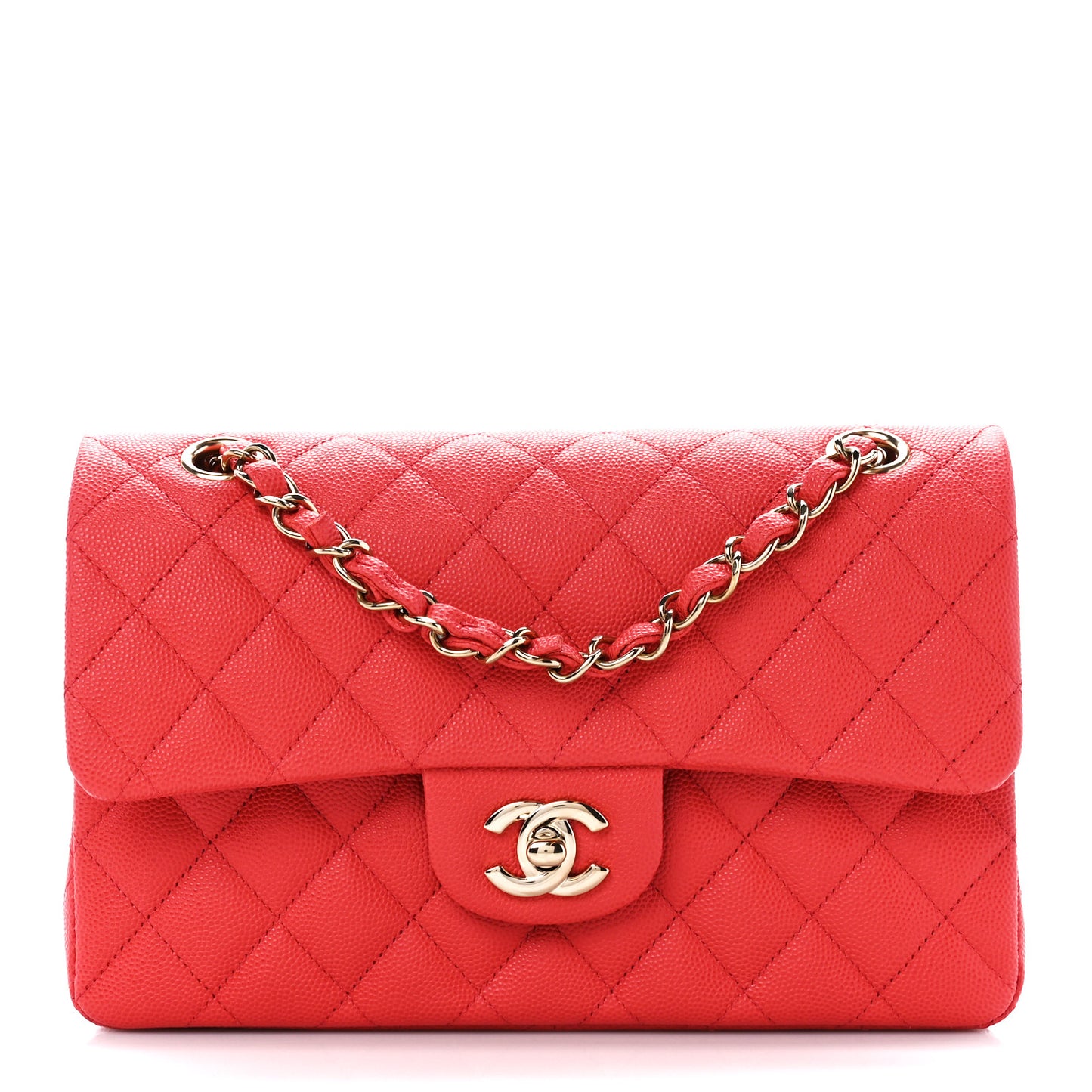 Caviar Quilted Small Double Flap Red